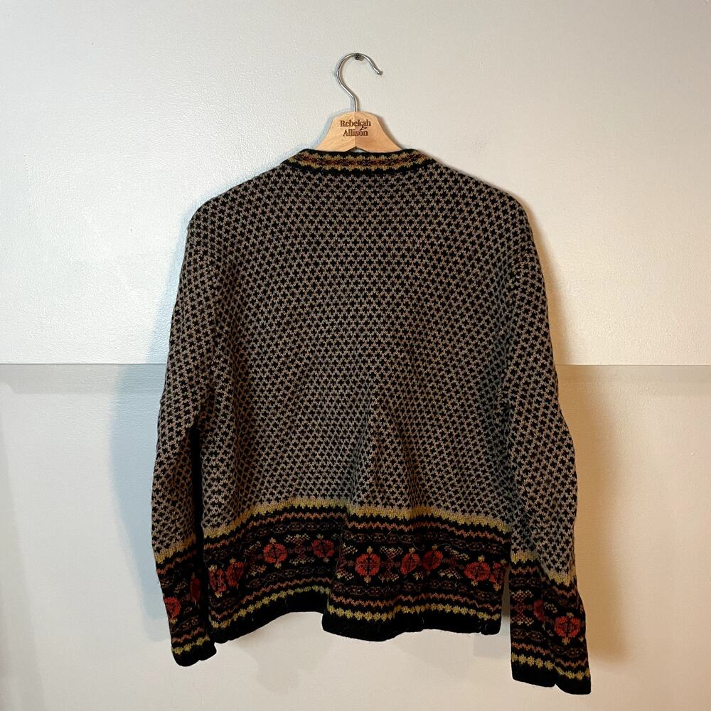 VTG Cambridge Dry Goods Nordic Fair Isle 100% Wool Sweater Women's Large - Picture 10 of 12